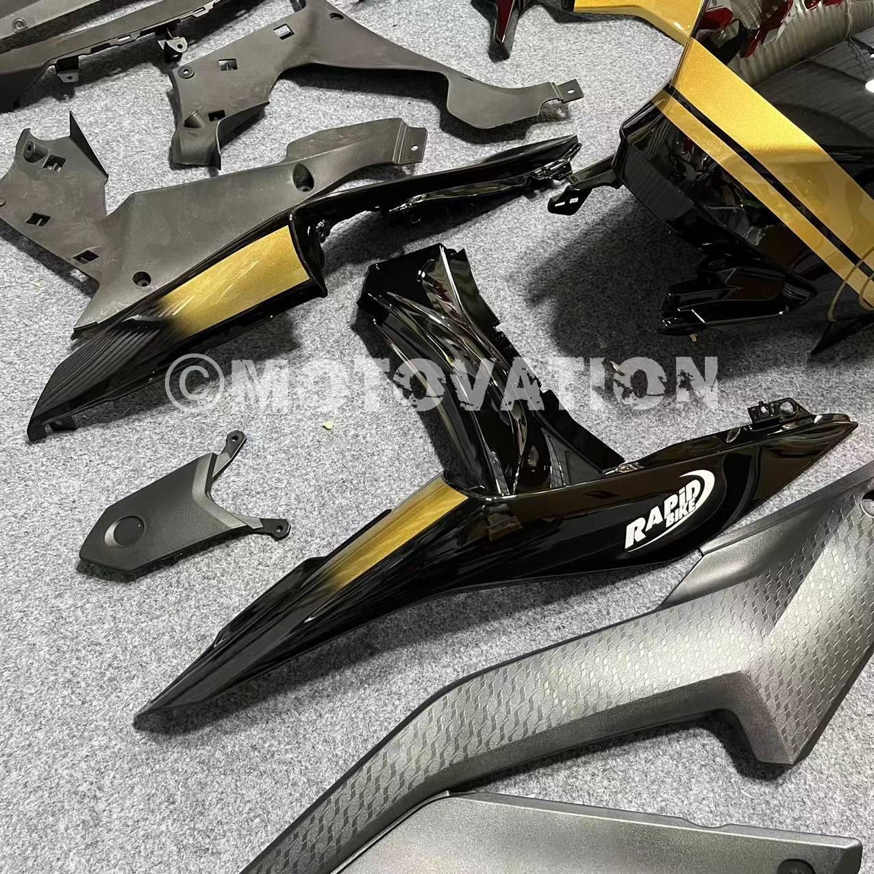 Yamaha R25 2019-2024 Black with Gold ABS Fairings | Motovation Frgs - Image 5