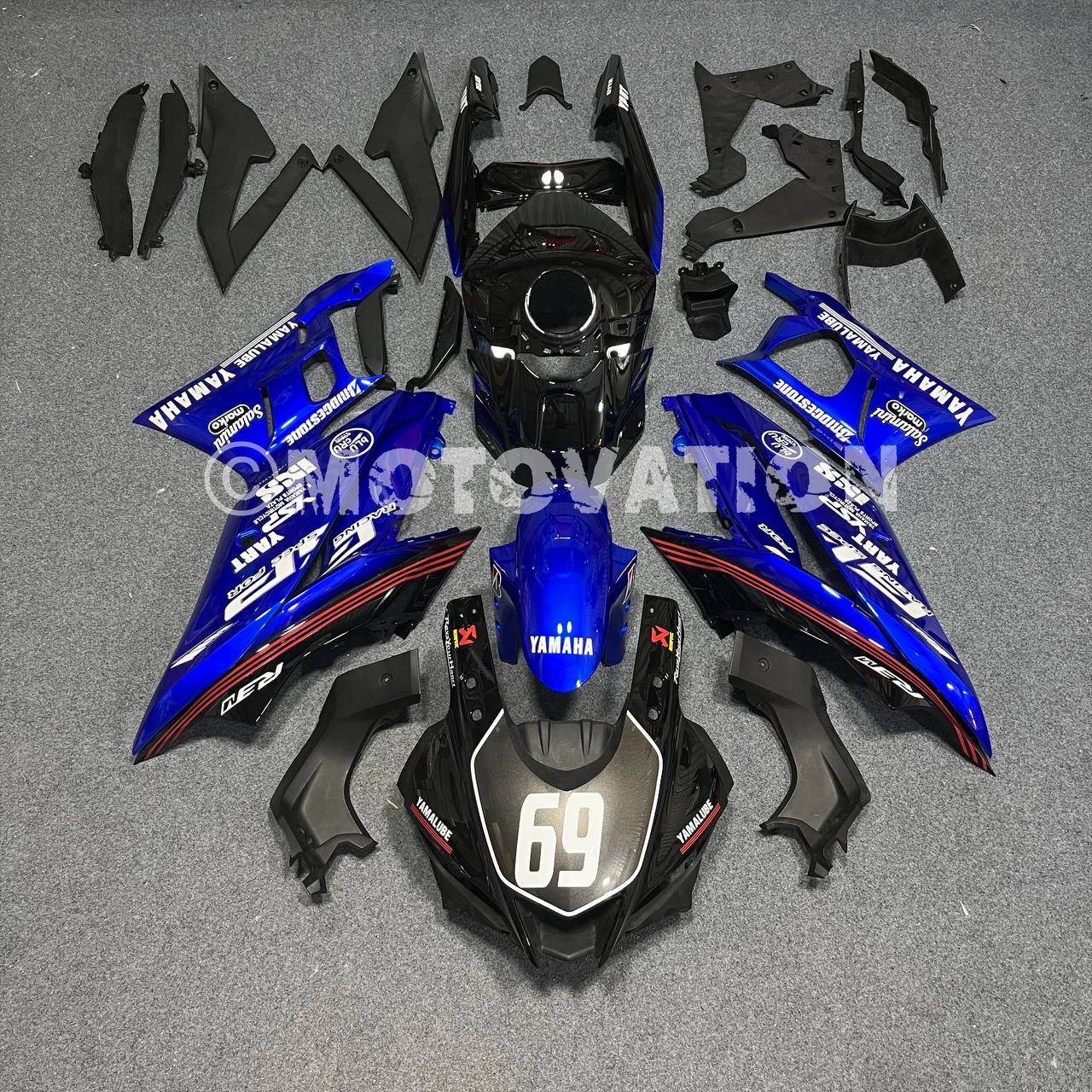 Yamaha R25 2019-2024 Blue with Black ABS Fairings | Motovation Frgs