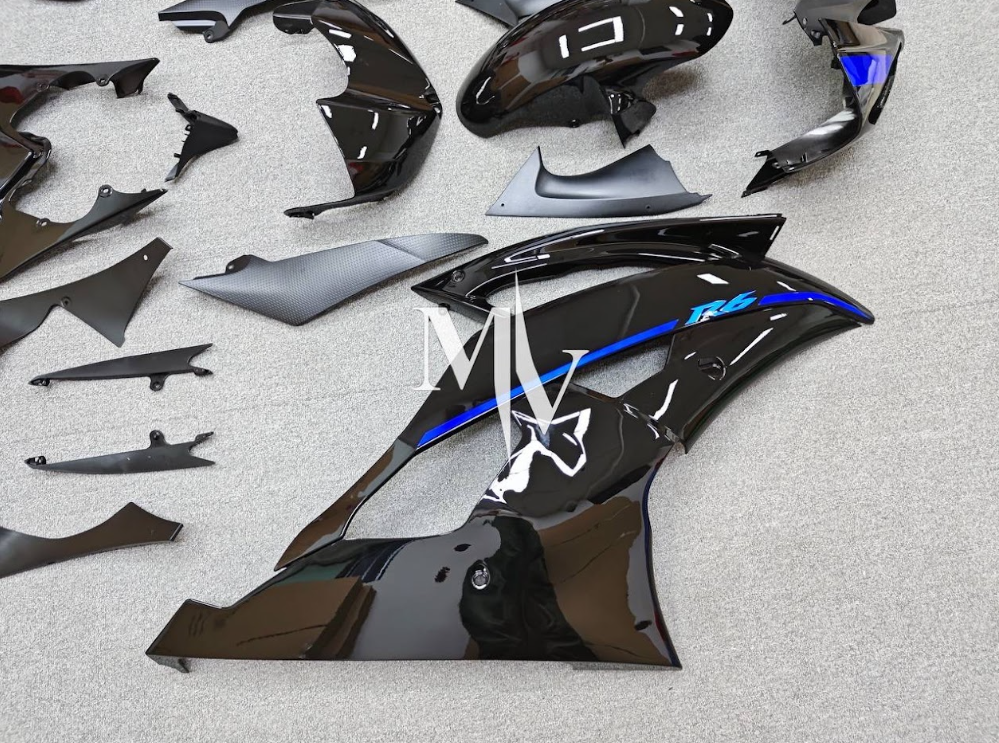 Yamaha R6 2008-2016 Black with Dark Blue ABS Fairings | Motovation Frgs - Image 2