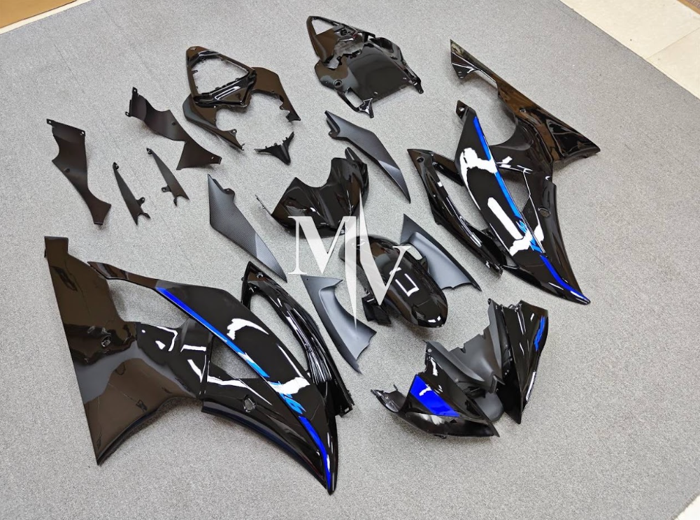 Yamaha R6 2008-2016 Black with Dark Blue ABS Fairings | Motovation Frgs