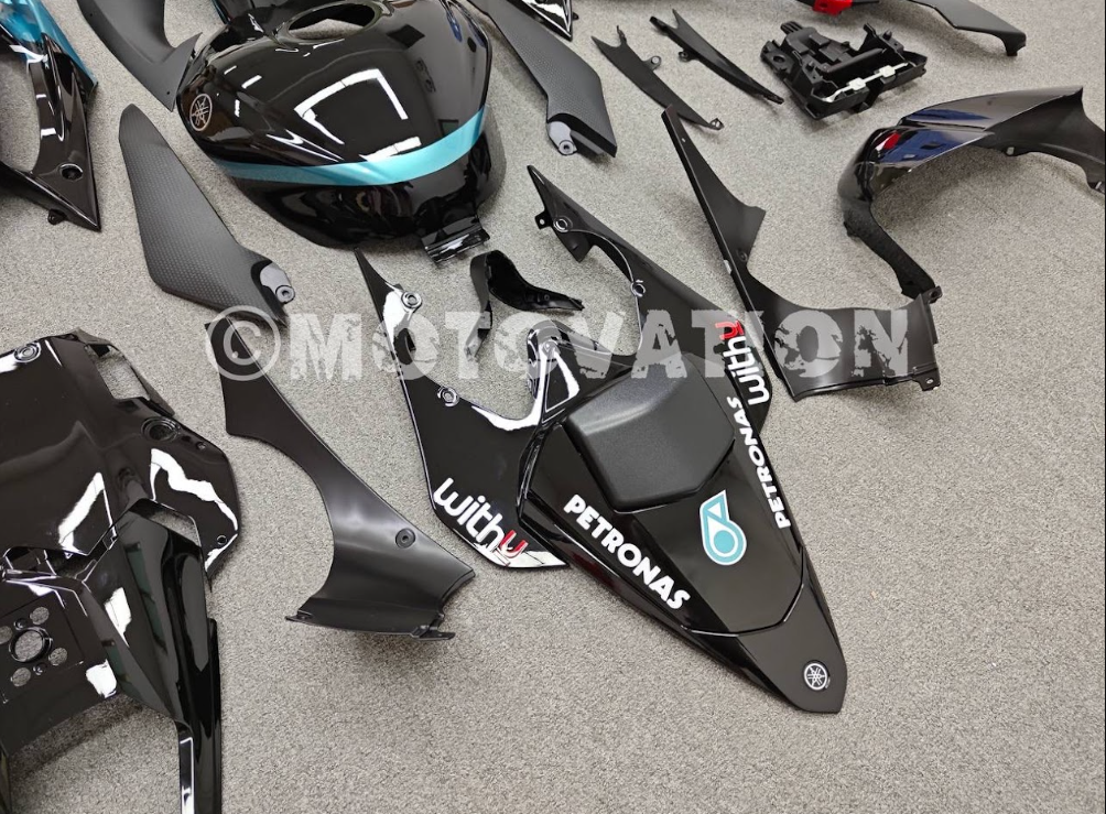 Yamaha R6 2008-2016 Black with Teal Blue ABS Fairings | Motovation Frgs - Image 2