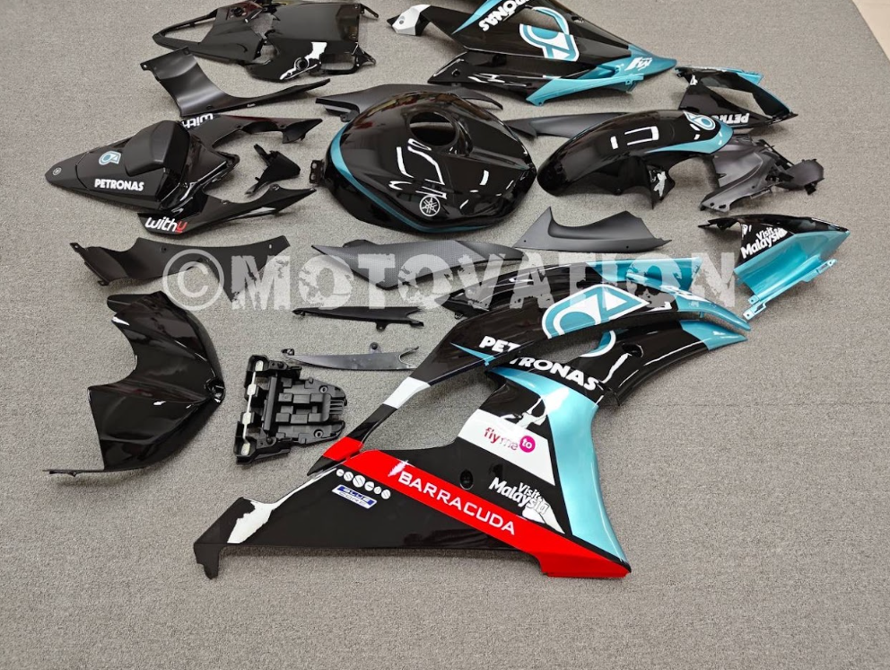 Yamaha R6 2008-2016 Black with Teal Blue ABS Fairings | Motovation Frgs - Image 3