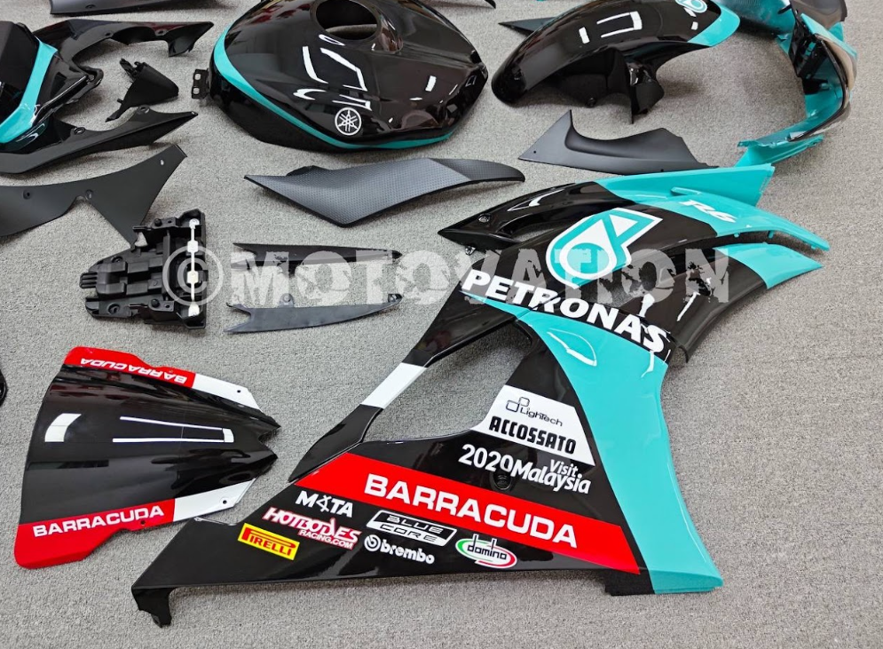 Yamaha R6 2008-2016 Petronas Solid Green with Black ABS Fairings | Motovation Frgs - Image 3