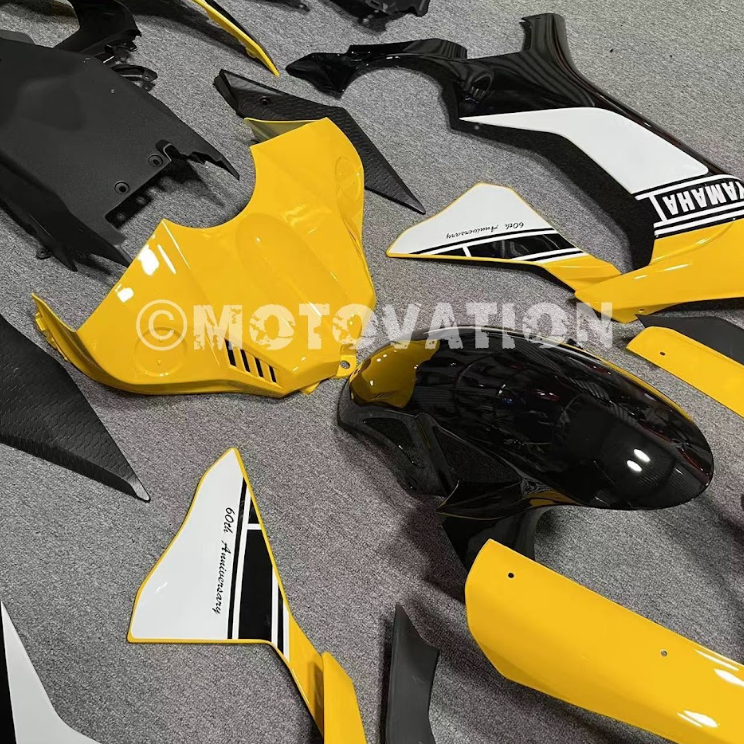 Yamaha R1 2015-2019 Yellow with White & Black ABS Fairings | Motovation Frgs - Image 2
