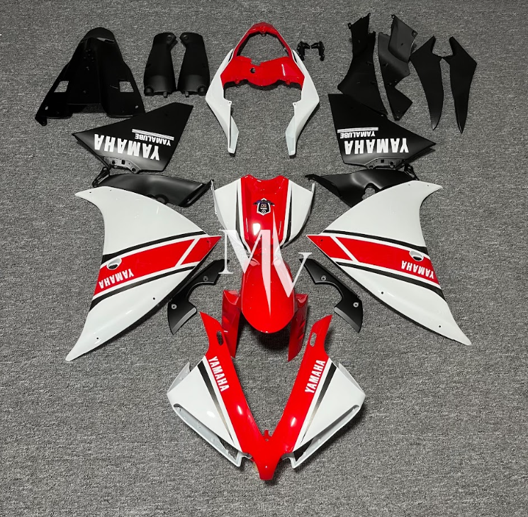 Yamaha R1 2012-2014 White with Red ABS Fairings | Motovation Frgs