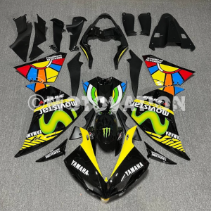 Yamaha R1 2007-2011 Rainbow with Neon Yellow ABS Fairings | Motovation Frgs
