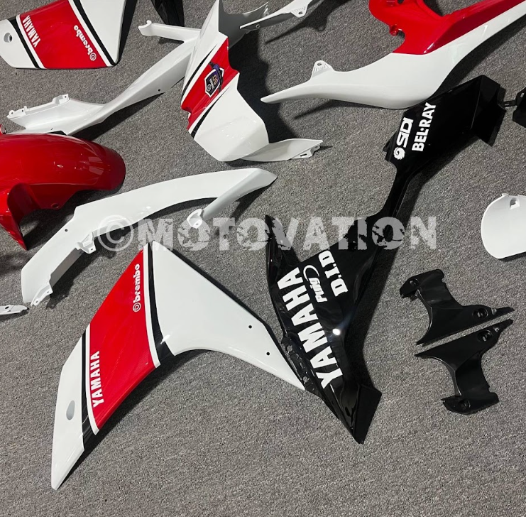 Yamaha R1 2007-2011 White with Red ABS Fairings | Motovation Frgs - Image 3