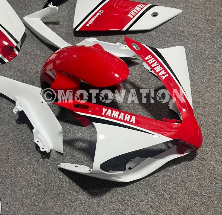 Yamaha R1 2007-2011 White with Red ABS Fairings | Motovation Frgs - Image 6