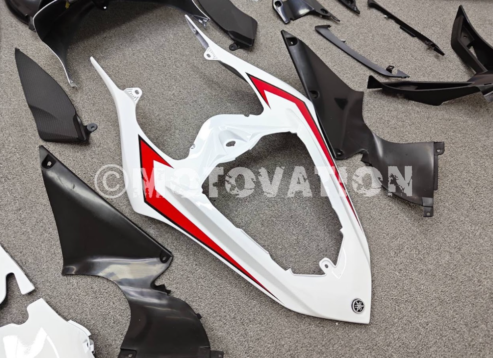 Yamaha R1 2007-2011 White with Red ABS Fairings | Motovation Frgs - Image 8