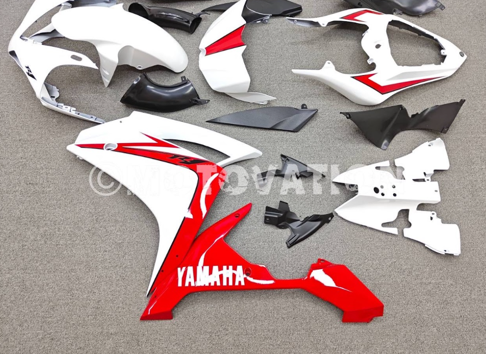 Yamaha R1 2007-2011 White with Red ABS Fairings | Motovation Frgs - Image 9
