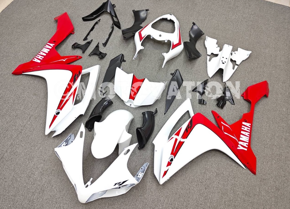 Yamaha R1 2007-2011 White with Red ABS Fairings | Motovation Frgs - Image 10