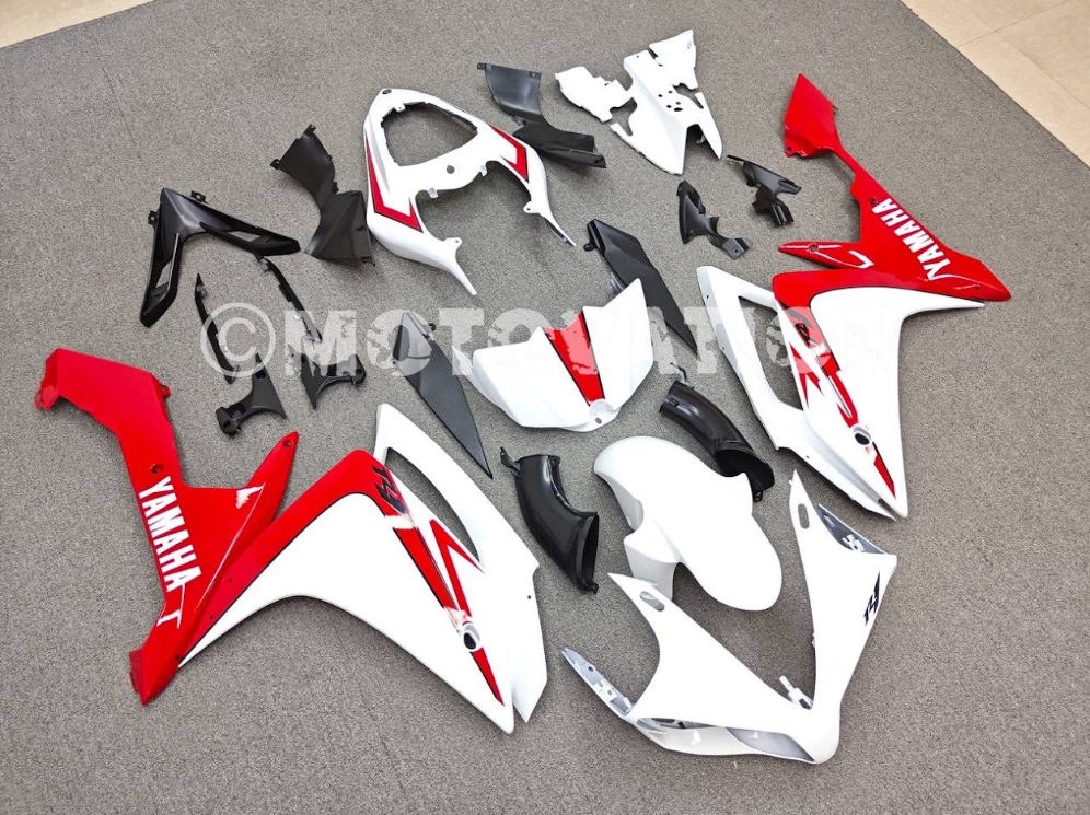 Yamaha R1 2007-2011 White with Red ABS Fairings | Motovation Frgs - Image 11