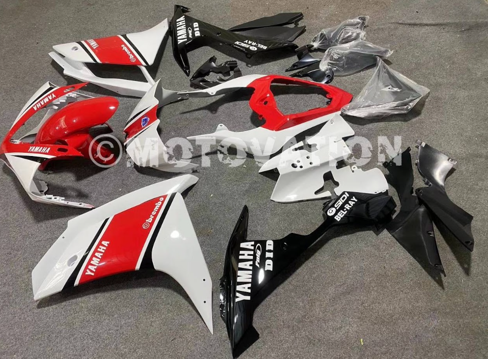 Yamaha R1 2007-2011 White with Red ABS Fairings | Motovation Frgs - Image 14