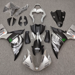 Yamaha R1 2007-2011 Matte Silver with Matte Black  ABS Fairings | Motovation Frgs