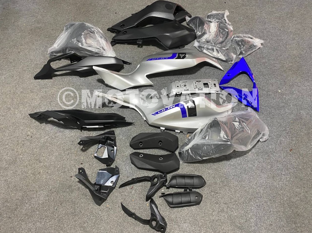 Yamaha MT07 2012-2017 Matte Silver with Blue ABS Fairings | Motovation Frgs - Image 3