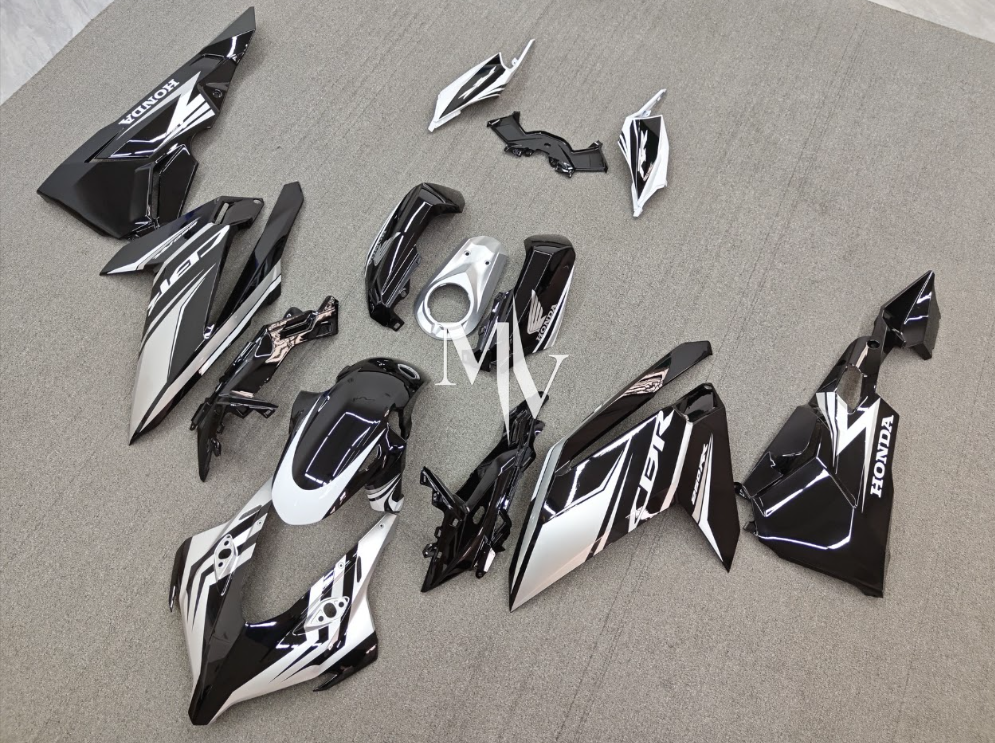 Honda CBR250RR 2017-2025 Black with Silver ABS Fairings | Motovation Frgs