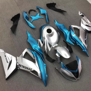 Kawasaki ZX6R 2013-2018 Ocean Blue with Silver ABS Fairings | Motovation Frgs