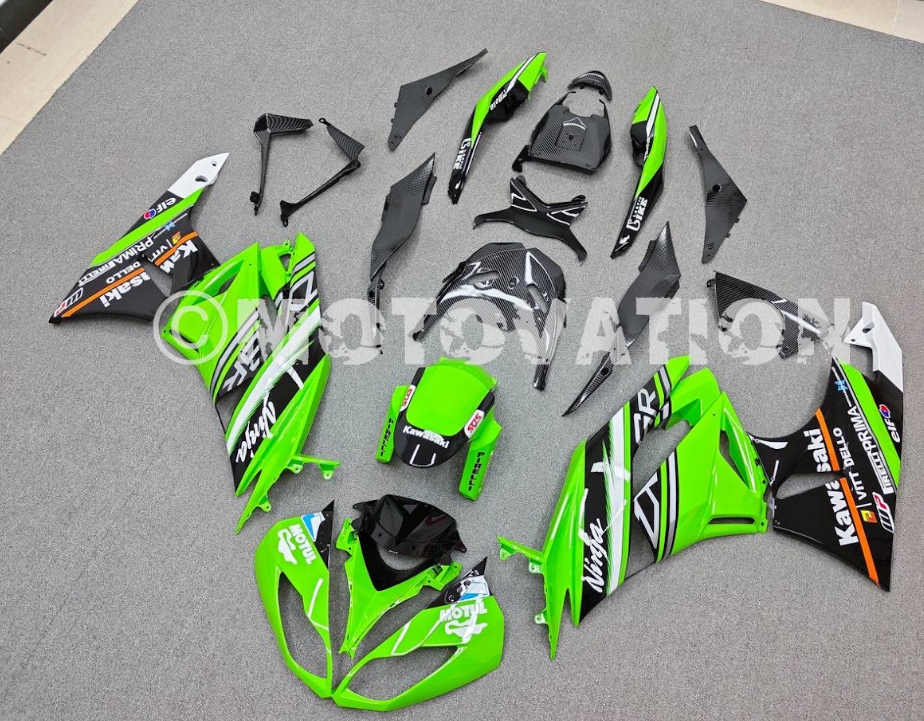Kawasaki ZX6R 2009-2012 Green ABS Fairings | Motovation Frgs
