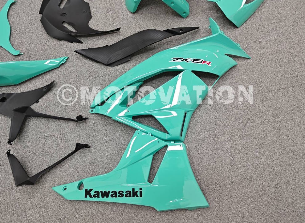 Kawasaki ZX6R 2009-2012 Turquoise ABS Fairings | Motovation Frgs - Image 2