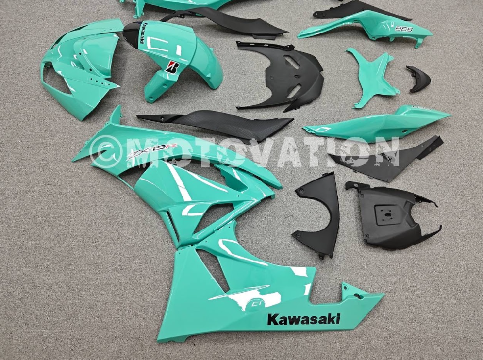 Kawasaki ZX6R 2009-2012 Turquoise ABS Fairings | Motovation Frgs - Image 4