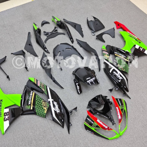 Kawasaki ZX6R 2009-2012 Black with Green ABS Fairings | Motovation Frgs