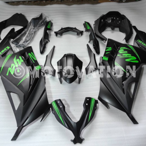 Kawasaki NINJA 250 2013-2017 Matte Black with Green ABS Fairings | Motovation Frgs