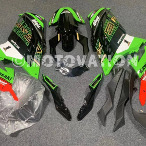 Kawasaki NINJA 250 2013-2017 Black with Green ABS Fairings | Motovation Frgs