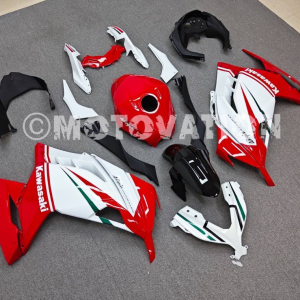 Kawasaki NINJA 250 2013-2017 Red with White ABS Fairings | Motovation Frgs