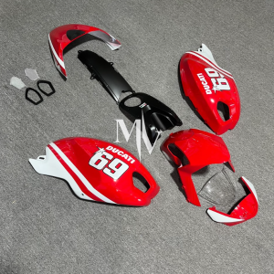 Ducati Monster 696/795/796/1100S Red with White ABS Fairings | Motovation Frgs