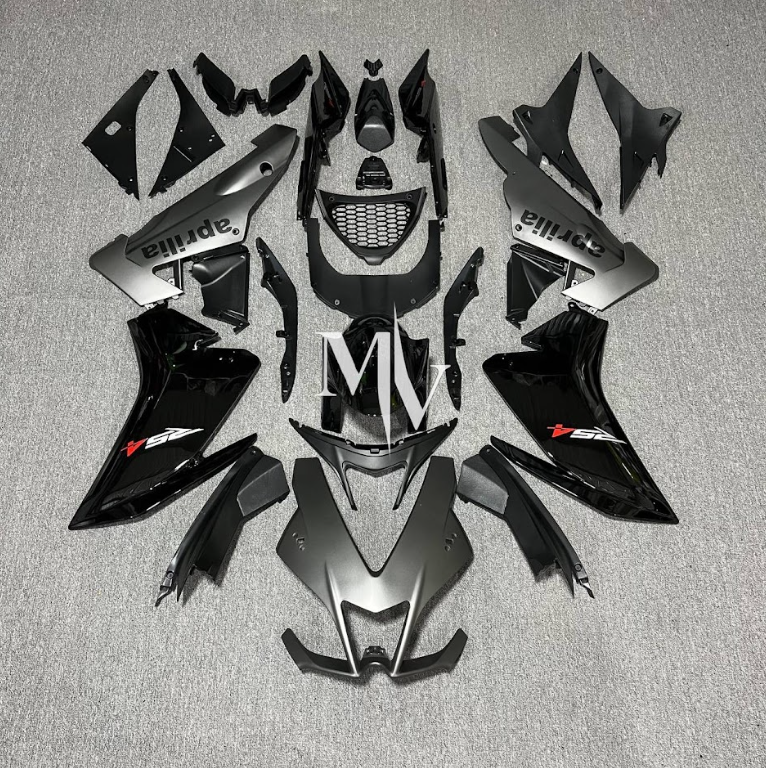 Aprilia Rsx4 2009-2014 Black with Matte Smoke Silver ABS Fairings | Motovation Frgs