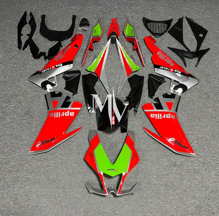 Aprilia Rsx4 2009-2014 Red with Green ABS Fairings | Motovation Frgs