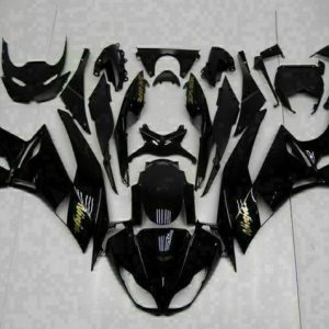Kawasaki Ninja ZX6R 2009-2012 Glossy Black Gold ABS Fairings | Motovation Frgs
