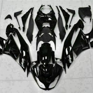 Kawasaki Ninja ZX6R 2009-2012 Glossy Black White ABS Fairings | Motovation Frgs