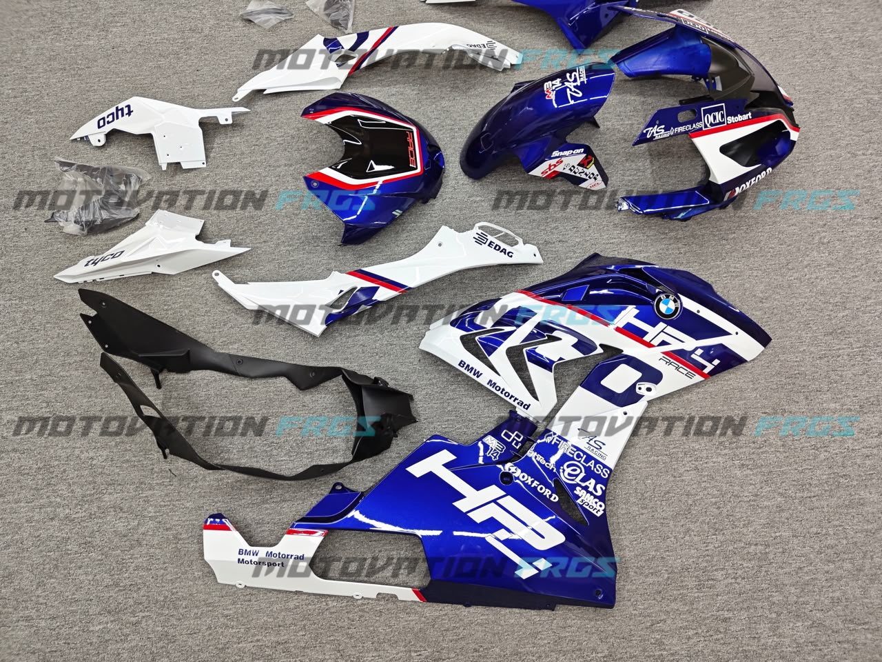 BMW S1000RR 2015 Blue with White ABS Fairings | Motovation Frgs - Image 5