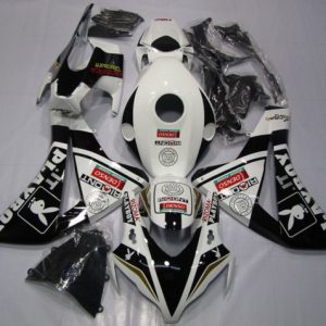 Honda CBR1000RR 2008-2011 White Glossy Black DENSO Playboy ABS Fairings | Motovation Frgs