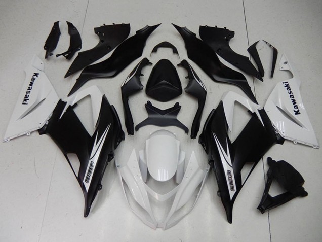 Kawasaki Ninja ZX6R 2013-2018 White Matte Black ABS Fairings | Motovation Frgs