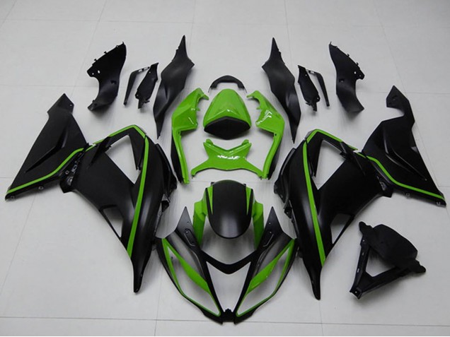 Kawasaki Ninja ZX6R 2013-2018 Green Matte Black ABS Fairings | Motovation Frgs