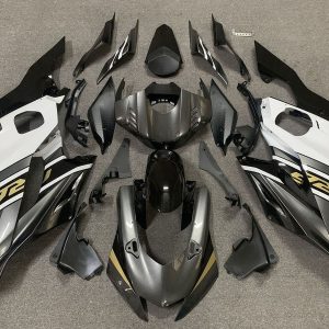 Yamaha YZF R6 2017-2025 White Grey Glossy Black Gold ABS Fairings | Motovation Frgs