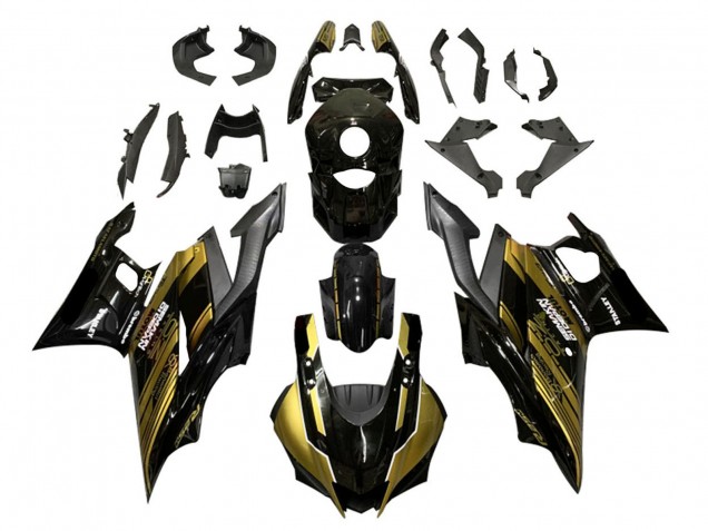 Yamaha YZF R3/R25 2022-2024 Gold Glossy Black ABS Fairings | Motovation Frgs