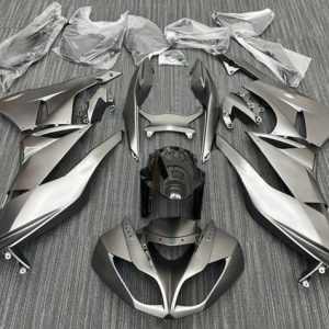 Kawasaki Ninja ZX6R 2009-2012 Matte Silver Black ABS Fairings | Motovation Frgs