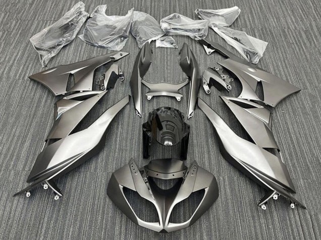 Kawasaki Ninja ZX6R 2009-2012 Matte Silver Black ABS Fairings | Motovation Frgs