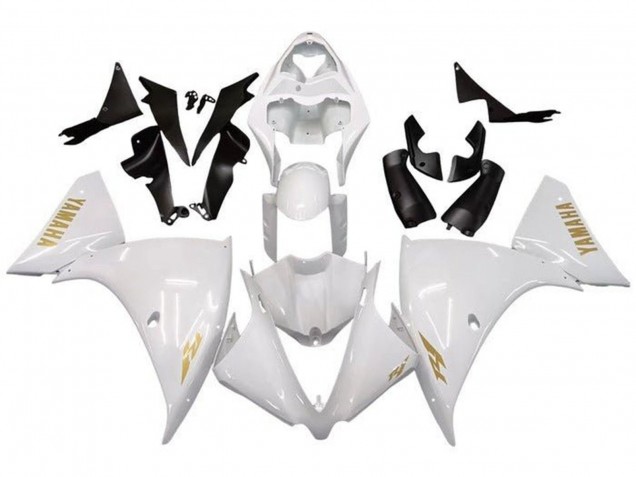 Yamaha YZF R1 2009-2011 White Gold Decal ABS Fairings | Motovation Frgs