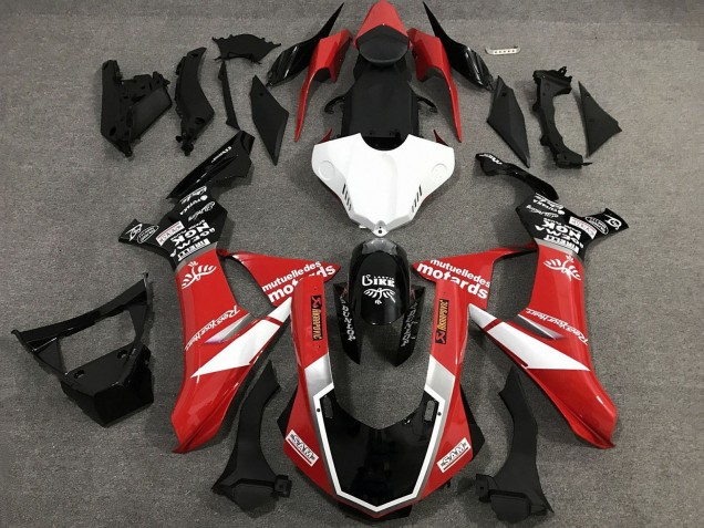 Yamaha YZF R1 2015-2019 Red White Glossy Black ABS Fairings | Motovation Frgs