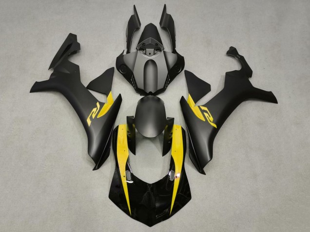 Yamaha YZF R1 2020-2025 Black Matte Black Yellow ABS Fairings | Motovation Frgs