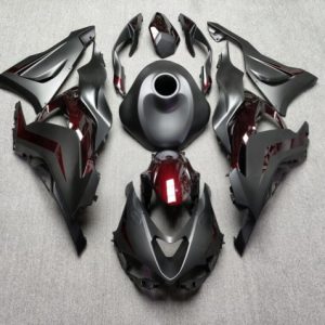 Kawasaki Ninja ZX6R 2024-2026 Matte Black & Glossy Maroon Red Carbon Fiber Style ABS Fairings | Motovation Frgs