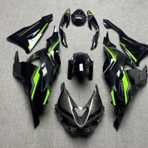 Kawasaki Ninja ZX6R 2024-2026 Glossy Black & Grey with Green ABS Fairings | Motovation Frgs