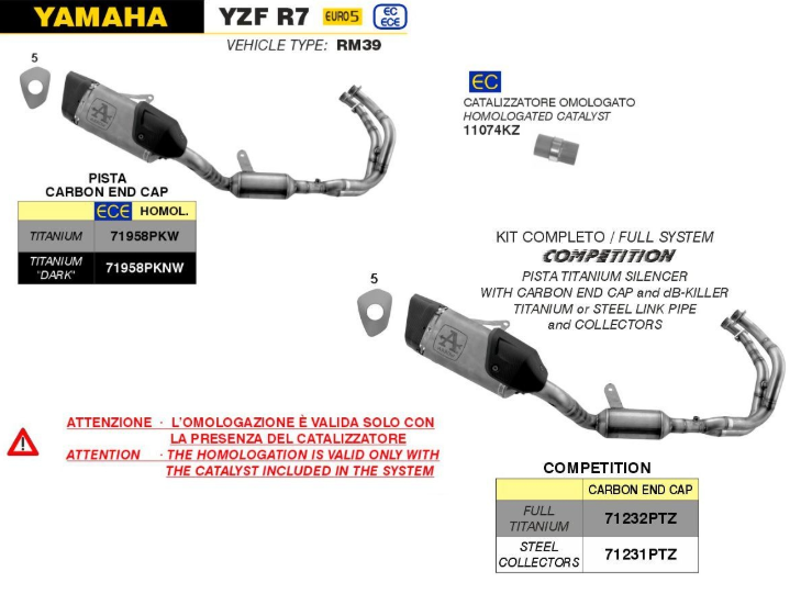 ARROW RACING COMPETITION TITANIUM FULL SYSTEM YAMAHA R7 2021-2023 - Full System - Image 4