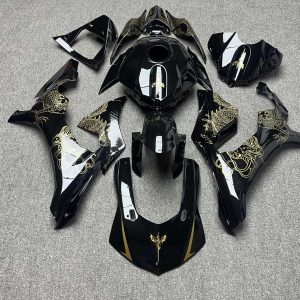 Yamaha R1 2015-2019 Gloss Black With Gold Dragon ABS Fairings | Motovation Frgs