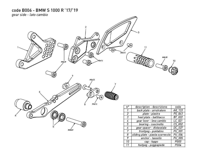 ADJUSTABLE REAR SETS KIT BONAMICI RACING BMW S 1000 R 2017-2019 - Image 3