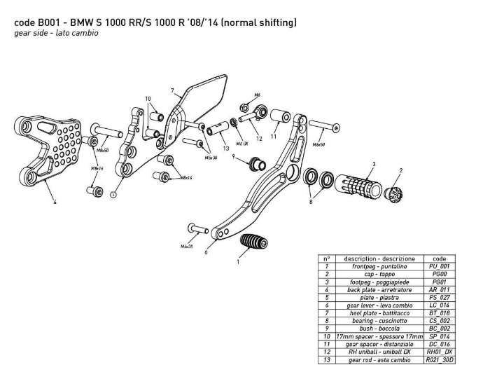 BONAMICI RACING ADJUSTABLE REARSETS BMW S 1000 RR 2008-2014 - Image 2